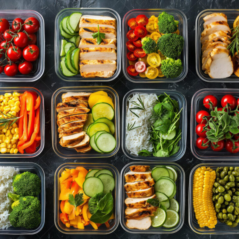 233175641-twelve-meal-prep-containers-filled-with-vibrant-fresh-ingredients-like-chicken-vegetables-and-rice